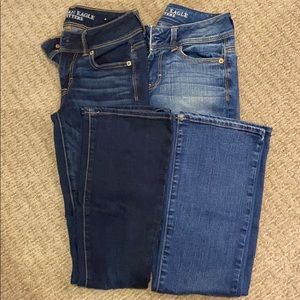 2 pair American Eagle kick boot jeans